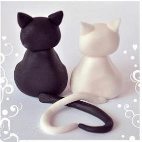 diy软陶情侣黑白猫的制作步骤