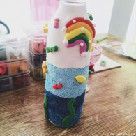 儿童趣味捏制手工陶艺DIY多彩的瓶子
