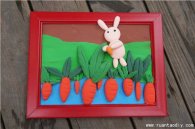 拔萝卜的小白兔粘土画--陶艺生活馆的分享