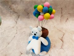 陶艺DIY店粘土作品--小熊的热气球环游旅