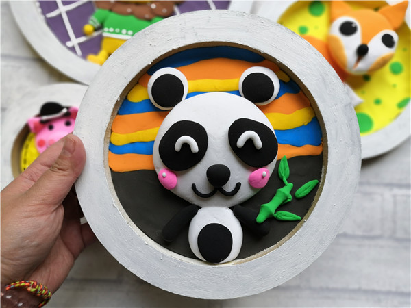 熊猫咪咪陶艺手工创意粘土手工画DIY
